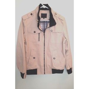 Yi Mei Men's Tan/Black Bomber Jacket Wind Breaker Coat Sz M NWOT
